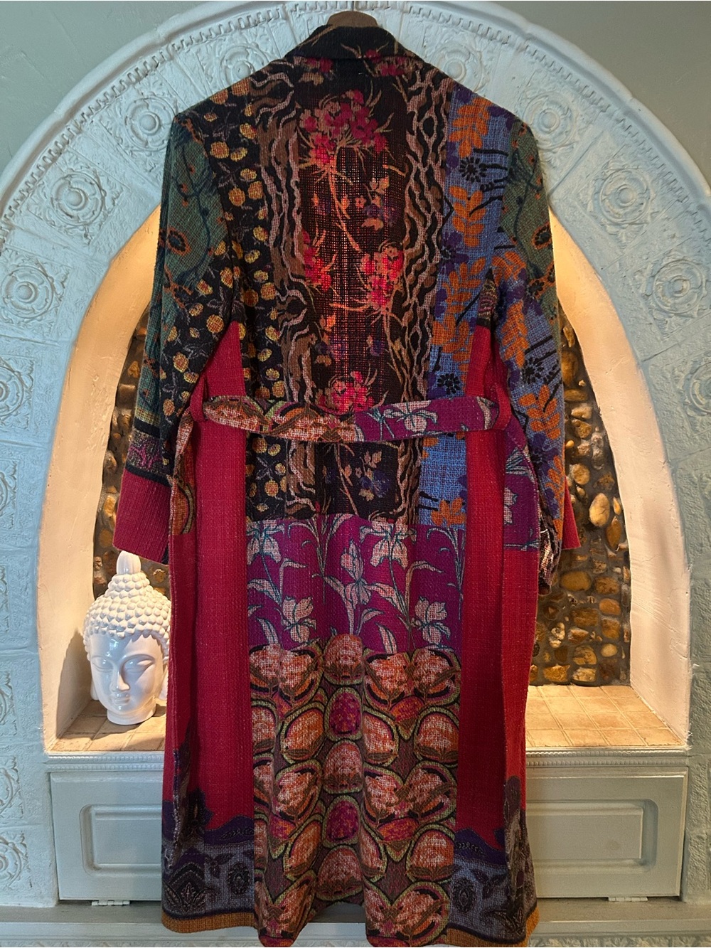Etro Multicolor Paisley & Animal-Print Belted Cotton-Blend Jacquard Coat - Picture 5 of 17